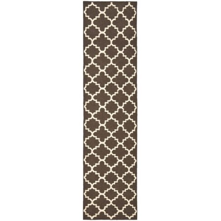 Safavieh Dhurries Hand Woven Flat Weave Rectangle Rug- Brown - Ivory- 2 ft. 6 in. x 8 ft. DHU554C-28